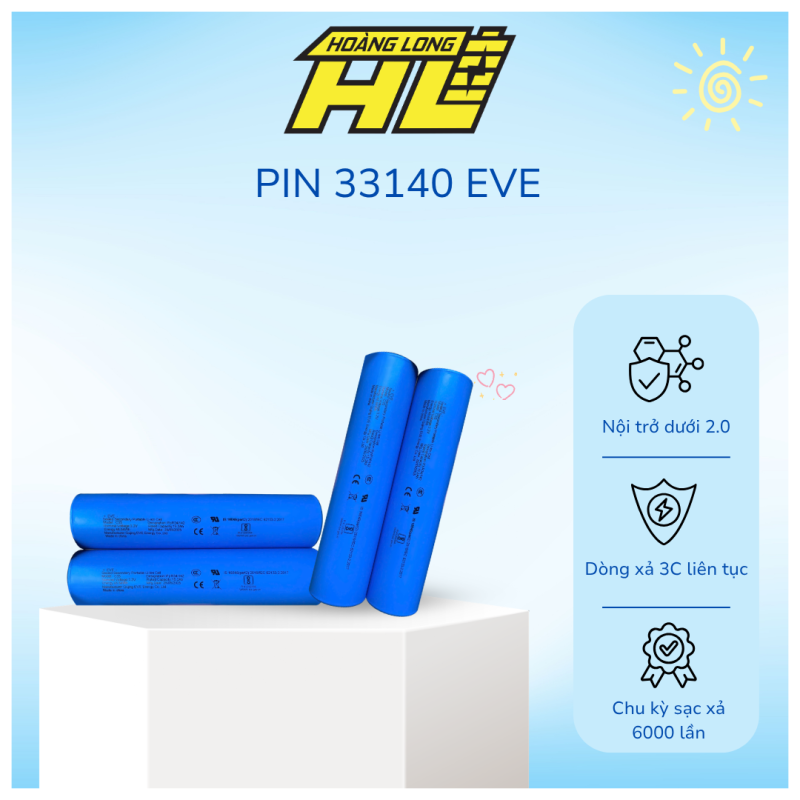 Pin EVE 33140 LiFePO4 15Ah 3.2V - Màu Xanh, Cell Chuẩn, Hiệu Suất Cao