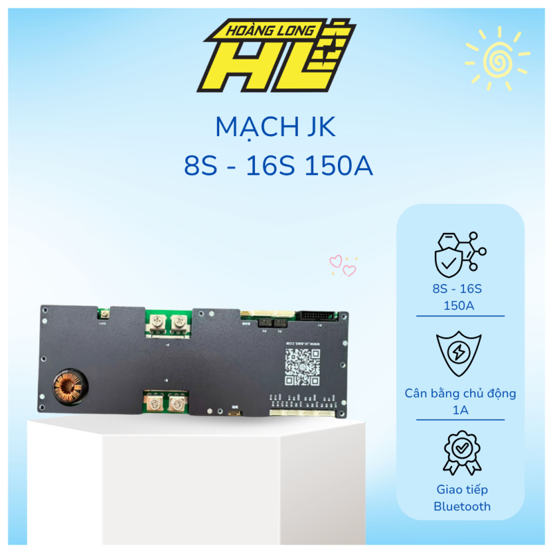 Mạch JK BMS 8S-16S 150A Cân Bằng Chủ Động 1A, Giao Tiếp Thông Minh Đa Năng