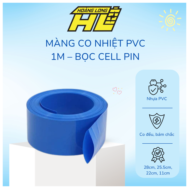 Màng Co Nhiệt PVC 1 Mét – Bọc Cell Pin, Co Nhanh, Chống Bụi, Nhiều Khổ Kích Thước