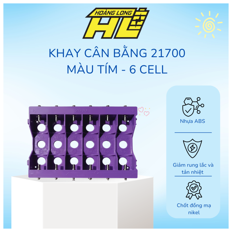 KHAY CÂN BẰNG  21700  màu tím ( KHAY 6 Cell )  ( Bao Gồm Chốt Đồng Mạ NiKen )
