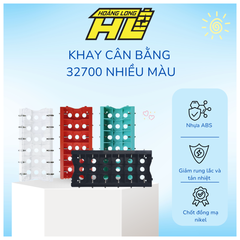 Khay Cân Bằng Pin 32700 Siêu Bền – Mẫu Mới 2025 | Nhựa ABS Cứng, Có Chốt Đồng Mạ Niken