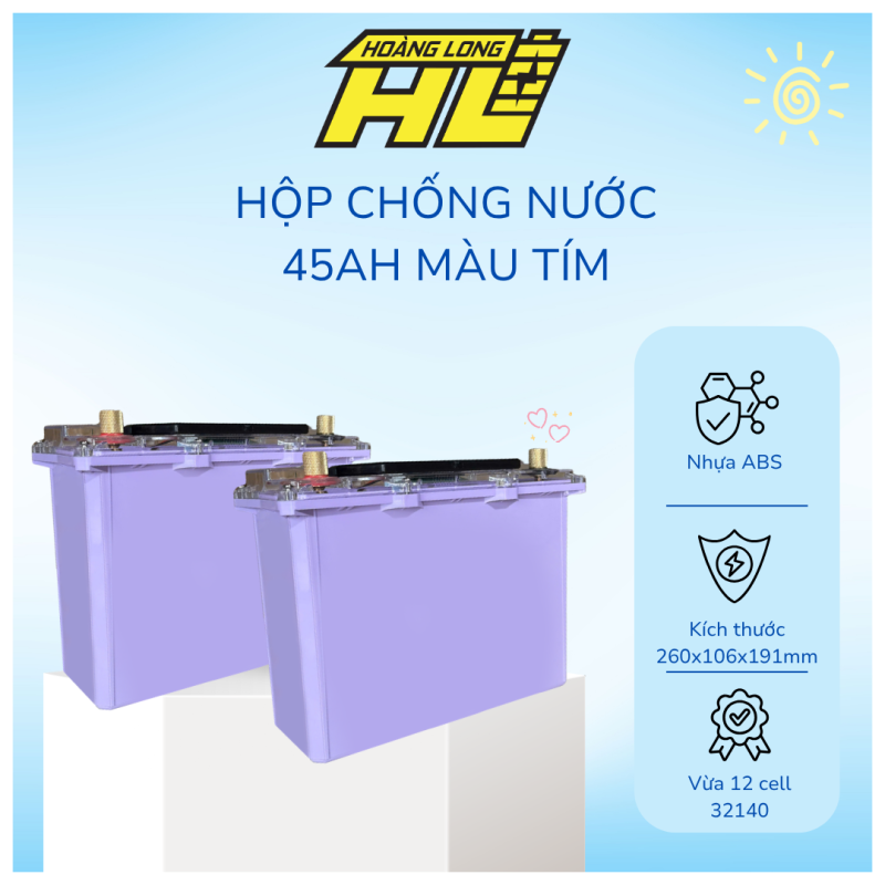 Hộp Pin 30Ah – 45Ah Chống Nước Tuyệt Đối Màu Tím | Phiên Bản Giới Hạn 2025