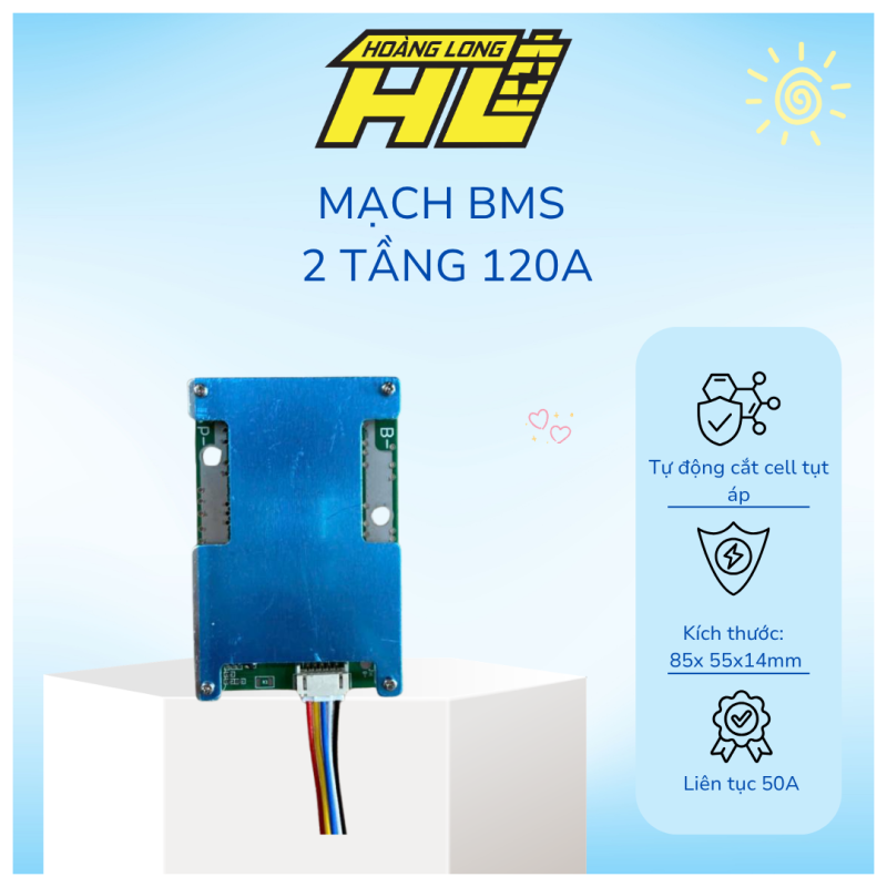 Mạch BMS 2 Tầng 120A - Tản Nhiệt Nhôm (3s cho hệ pin 3.7V)