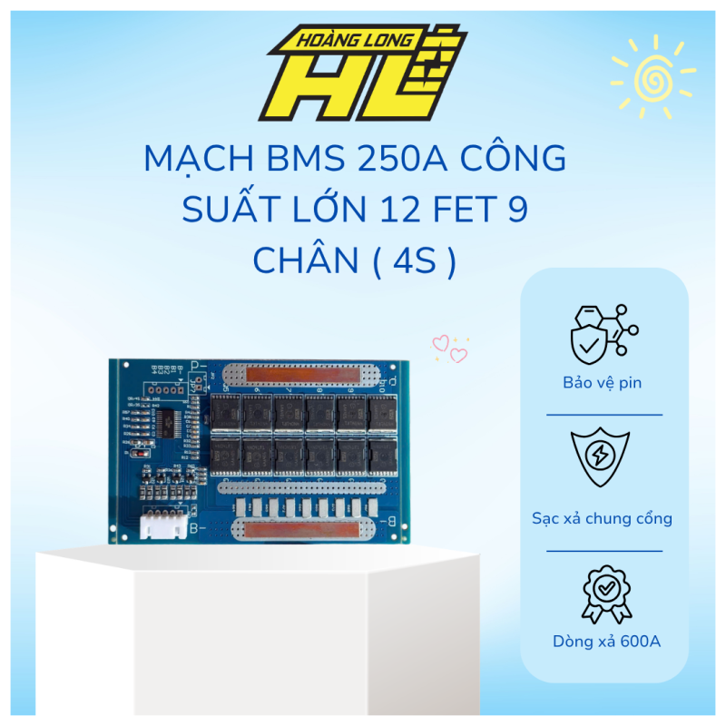 Mạch BMS 250a Công Suất Lớn 12 Fet 9 Chân ( 4s )