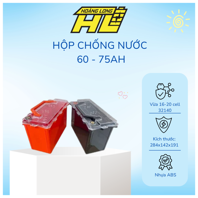 Hộp Pin Chống Nước Tuyệt Đối 60Ah - 75Ah - Đầy Đủ Phụ Kiện