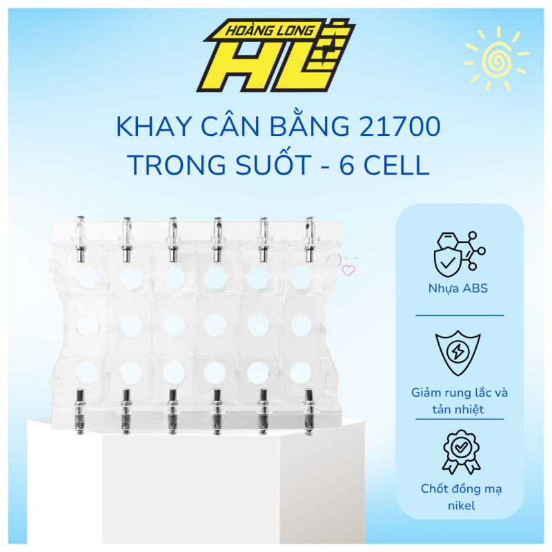Khay cân bằng pin 21700- trong suốt (6 cell)