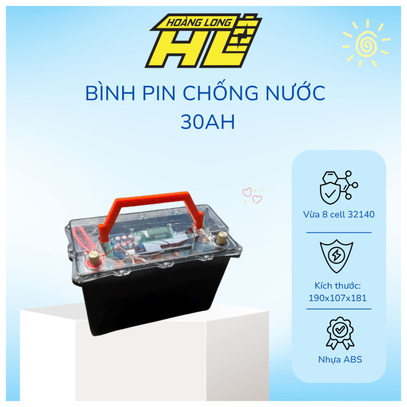 Bình Pin Lithium 12v 30ah Chống Nước Tuyệt Đối