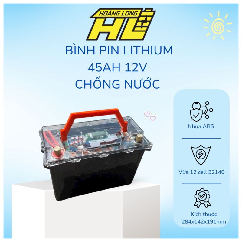 Bình Pin Lithium 45Ah 12V Chống Nước Tuyệt Đối - Giá Tốt Nhất
