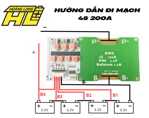 Hướng Dẫn Đi Mạch BMS 4S 200A Pin 3.2V
