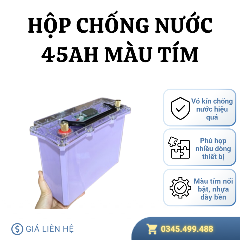 Hộp Pin 30Ah – 45Ah Chống Nước Tuyệt Đối Màu Tím | Phiên Bản Giới Hạn 2025