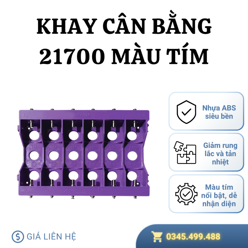 KHAY CÂN BẰNG  21700  màu tím ( KHAY 6 Cell )  ( Bao Gồm Chốt Đồng Mạ NiKen )