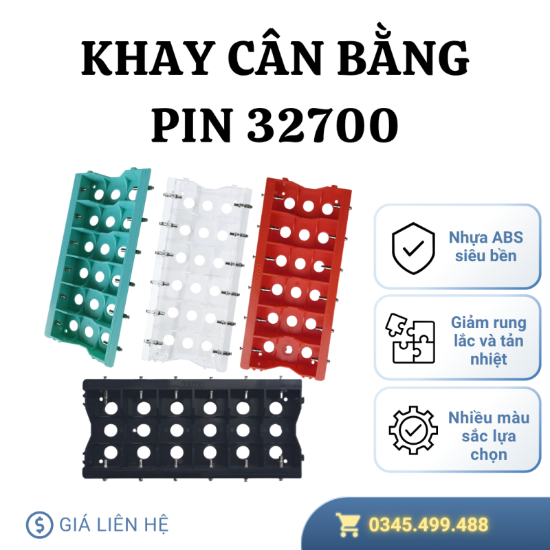 Khay Cân Bằng Pin 32700 Siêu Bền – Mẫu Mới 2025 | Nhựa ABS Cứng, Có Chốt Đồng Mạ Niken