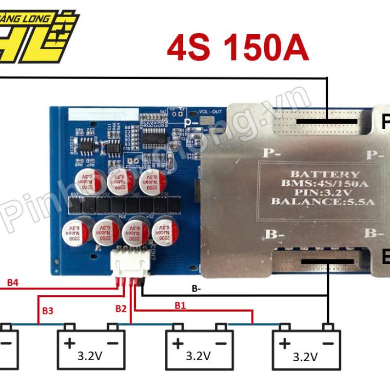 Mạch BMS 150a tích hợp 16fet lớn và Cân Bằng 5A (Có Tản Nhôm)
