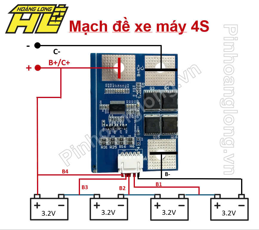 Hướng Dẫn Đi Mạch BMS 4S Đề Xe Máy (Pin 3.2V LiFePO4)