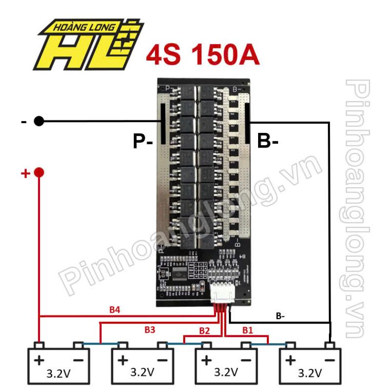 Mạch BMS Đen Sạc Sả Chung Cổng 150a 20fet (4s)