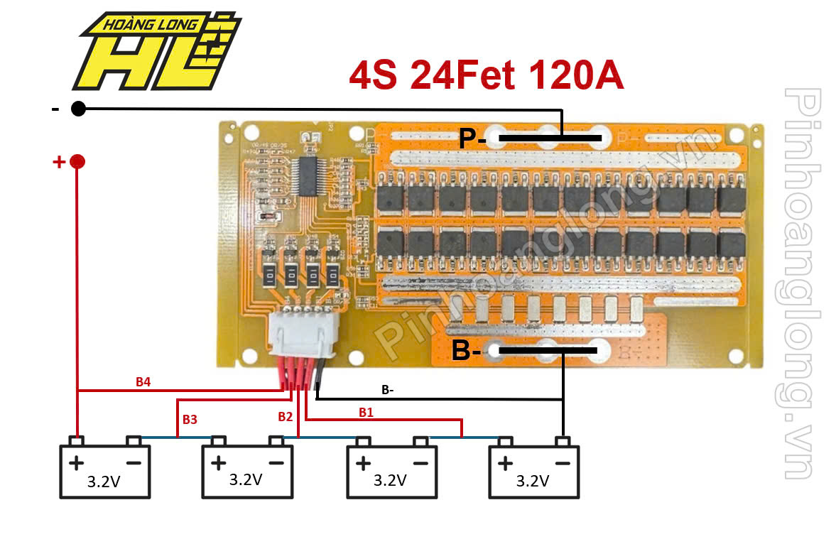 Hướng Dẫn Đi Mạch BMS 4S 24FET 120A Pin 3.2V